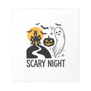 Gruselige Nacht Halloween Spukhaus Geist Design_1 Notizblock