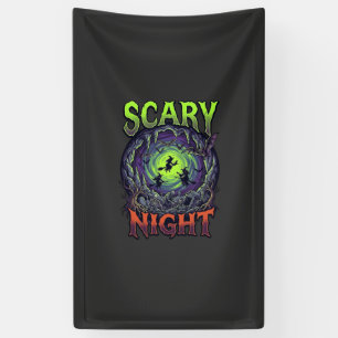 Gruselige Nacht Hexen Fledermaus Höhle Neon Vortex Banner