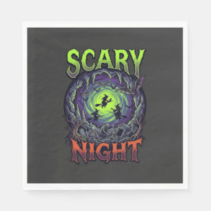 Gruselige Nacht Hexen Fledermaus Höhle Neon Vortex Serviette