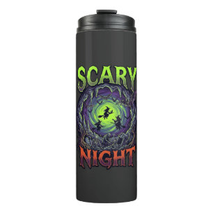 Gruselige Nacht Hexen Fledermaus Höhle Neon Vortex Thermosbecher