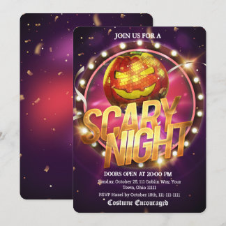 Gruselige Nacht Leuchtreklame Disco Kürbis Hallowe Einladung