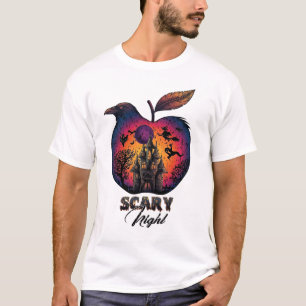 Gruselige Nacht Rabe Apfel Grusel Spukschloss Hall T-Shirt