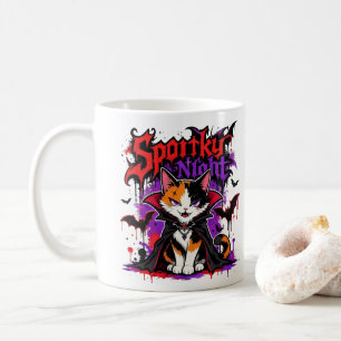 Gruselige Nacht Vampir Dreifarbenkatze Kaffeetasse