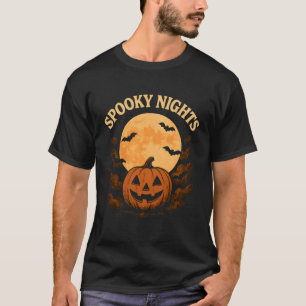 Gruselige Nächte Halloween-Kürbis-Mond T-Shirt