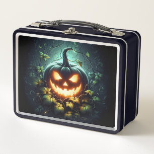 Gruselige Natur leuchtender Halloween-Kürbis Metall Brotdose