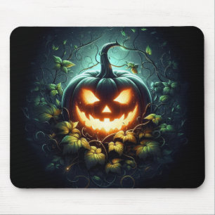 Gruselige Natur leuchtender Halloween-Kürbis Mousepad
