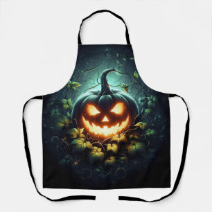 Gruselige Natur leuchtender Halloween-Kürbis Schürze