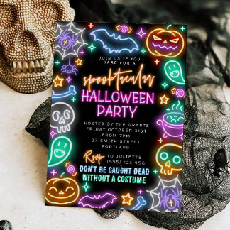Gruselige Neon-Halloween-Einladung Einladung
