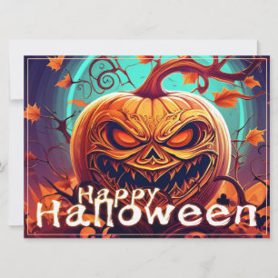 Gruselige orange Halloween-Kürbis mit Gesicht