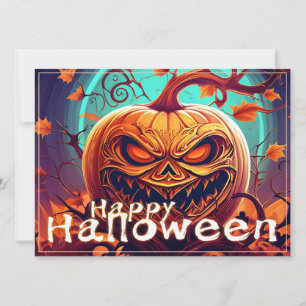 Gruselige orange Halloween-Kürbis mit Gesicht
