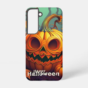 Gruselige orange Halloween-Kürbis mit Gesicht Samsung Galaxy Hülle