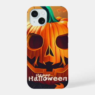 Gruselige orange Halloween-Kürbisse mit Gesicht iPhone 15 Hülle