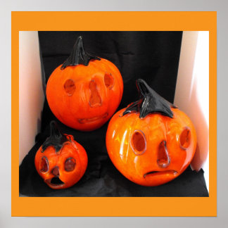 Gruselige orange Halloween-Kürbisse Poster