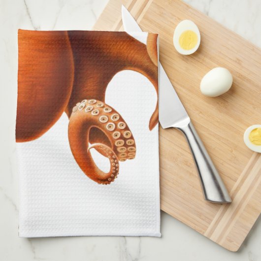 Gruselige orange Krake Küchentuch (Viertel Falte)