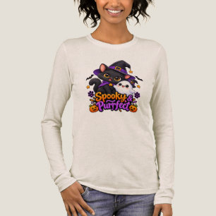 Gruselige & perfekte schwarze Katze Halloween Lang Tri-Blend Shirt