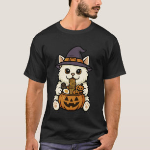 Gruselige Perserkatze Kürbis Japanische Ramen-Nude T-Shirt