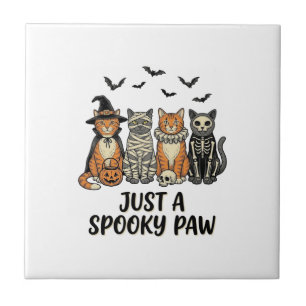 Gruselige Pfote Halloween Katzen Vintage-Shirt-Des Fliese