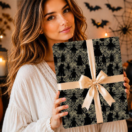 Gruselige Puppen-Silhouetten Gothic Damast Geschenkpapier