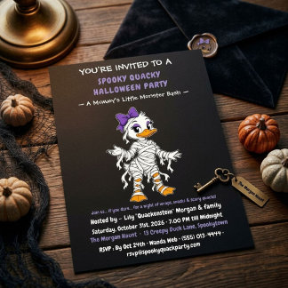 Gruselige Quacky Halloween-Party | Süße Mumien-Ent Einladung