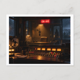 Gruselige Radio-Station Postkarte - Vintage-Horror
