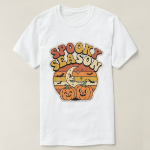 Gruselige Retro-Halloween-Kürbisse & Mond T-Shirt
