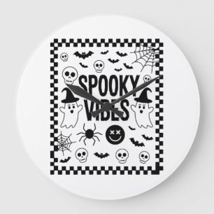 Gruselige Retro-Halloween-Stimmung Große Wanduhr
