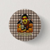 Gruselige Saison Büffel - Lustiger Zombie Hallowee Button (Vorderseite)