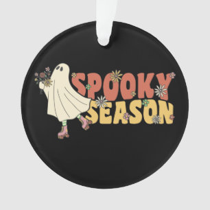 Gruselige Saison Groovy-Geist Mit Vintage-Blumen Ornament