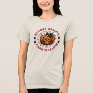 Gruselige Saison Kürbis Grund Damen T-Shirt Cute H Tri-Blend Shirt
