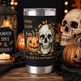 Gruselige Saison Schädel Kürbis Halloween Thermobecher