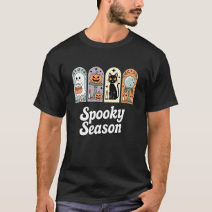 Gruselige Saison Süße Geist Kürbis Katze Halloween T-Shirt