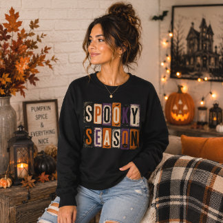 Gruselige Saison Vintage-Blockbuchstaben Sweatshirt