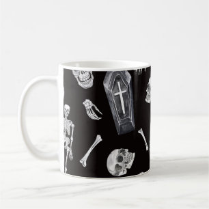 Gruselige Schädel: Halloween-Aquarellmuster Kaffeetasse