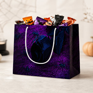 Gruselige schwarze blaue Rose, schwarze Spinnen, l Große Geschenktüte
