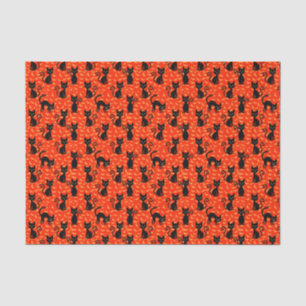 Gruselige schwarze Halloween-Katze orange Fledermä Seidenpapier