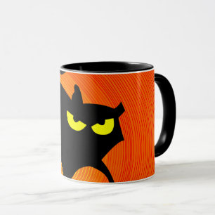 Gruselige schwarze Halloween-Katze Tasse