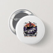 Gruselige schwarze Halloween-Nacht � Vintage-Geist Button (Vorne & Hinten)