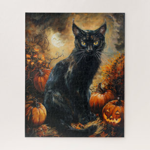 Gruselige schwarze Katze Halloween Puzzle