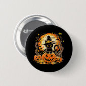 Gruselige schwarze Katze Hexe Kürbis Herbst Button (Vorne & Hinten)