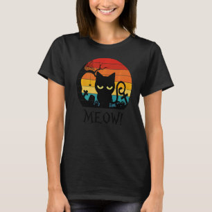 Gruselige schwarze Katze Miauen Kätzchen Katze Ret T-Shirt