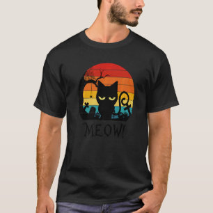 Gruselige schwarze Katze Miauen Kätzchen Katze Ret T-Shirt