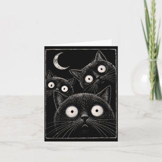 Gruselige schwarze Katze Mond Gothic Süß Halloween Karte