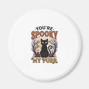 Gruselige schwarze Katze Pun Halloween Vintage Gra Magnet