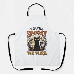 Gruselige schwarze Katze Pun Halloween Vintage Gra Schürze