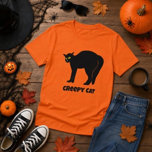 Gruselige schwarze Katze T-Shirt