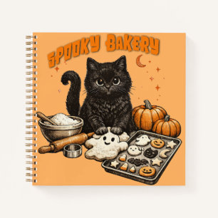 Gruselige schwarze Katzenbäckerei Halloween Backen Notizblock
