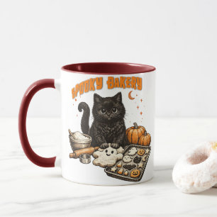 Gruselige schwarze Katzenbäckerei Halloween Backen Tasse