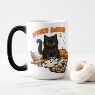 Gruselige schwarze Katzenbäckerei Halloween Backen Verwandlungstasse