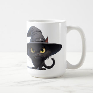 Gruselige schwarze Katzenhexen-Porträt für Hallowe Kaffeetasse