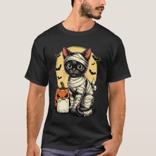 Gruselige schwarze Katzenmummy-Kätzchen Halloween  T-Shirt